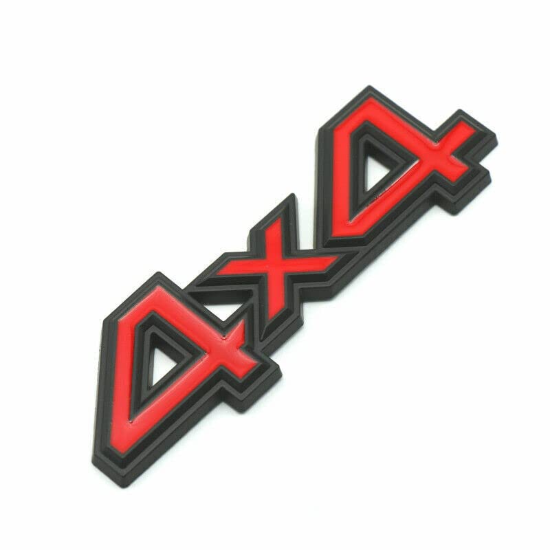 Image of 2X Universal 4x4 Emblem 3D Metal Badge Logo for Car /Truck /SUV /Pickup Side Door Fender Rear Liftgate (Red Black)