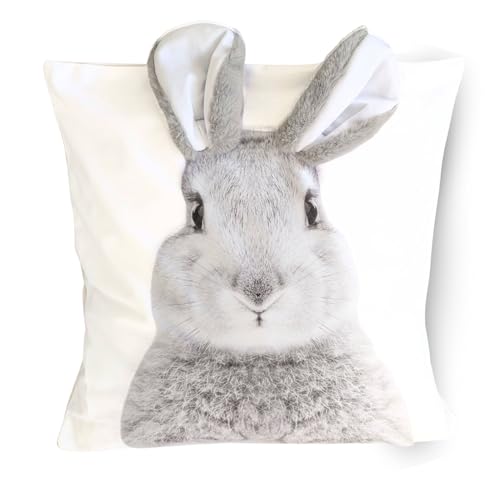 Bada Bing Osterdeko Kissenhülle 3D Dekokissen Hase mit Schlappohren - Sofakissen Bezug in 40x40 cm Deko - Kissen mit Osterhase und Hasenlöffel - Couchkissen Zierkissen fürs Wohnzimmer Schlafzimmer