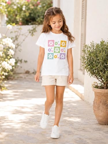 Image of Girls' Graphic Tees Summer Cute Tops Casual Short Sleeve Crew Neck T Shirts