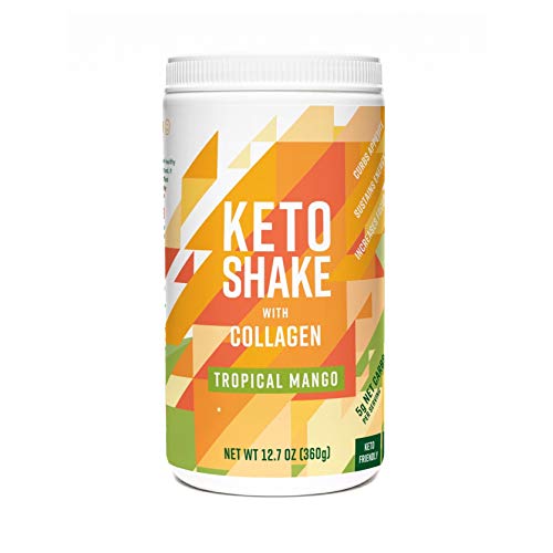 360 Nutrition Keto Protein Powder - Keto Shake Mango Flavor 12.7 oz - Grass Fed Collagen Peptides, MCT Oil, Low Carb Meal Replacement