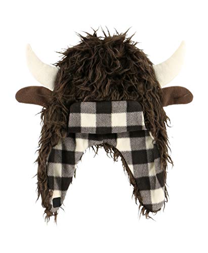 LazyOne Critter Cap Hat for Kids, Fun, Cold-Weather, Animal Hats, Cute, Warm, Winter, Cozy, Ear covers, Costume (Buffalo, SMALL)