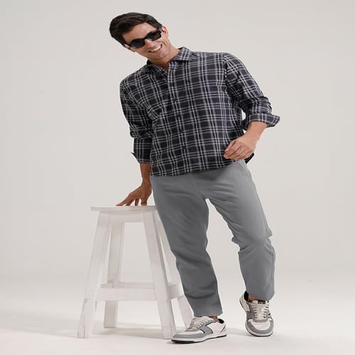 Image of BASICS Premium Cotton Stretch Formal Trousers for Men | Office Pants