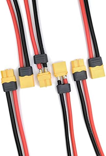 XT60 Connectors Female Male with 12awg 5.9inch Wire Functional Wire Cover ( 3 Fmale + 3 Male )