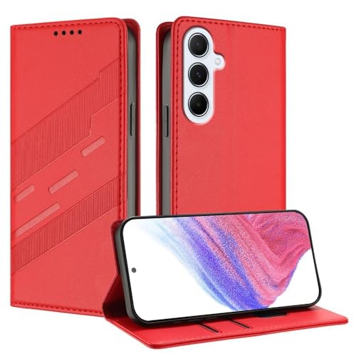 Étui cuir Samsung Galaxy A35 rouge aux finitions soignées à clapet