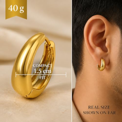 Image of VIEN Men Jewellery Kaju Bali Salman Khan Style Silver Hoop Earrings for Men and Boys Man Unisex Bali(Gold)