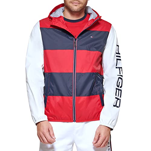 Tommy Hilfiger Men's Color Block Logo Rain Slicker