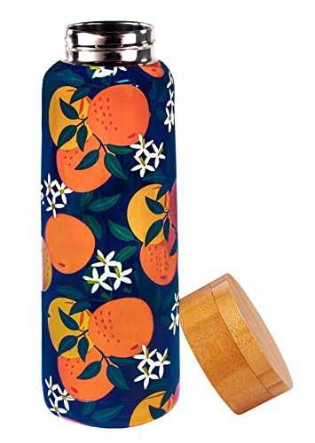 Steel Mill & Co Stainless Steel Insulated Water Bottle, 17 Oz Travel Tumbler With Lid, Cute Floral Reusable Metal Water Bottles, Orange Blossom #TOP24