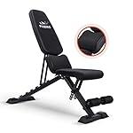 FLYBIRD Adjustable Weight Bench, Foldable Workout Bench Incline Bench for Home Gym Strength Training – Waist Pad New Version