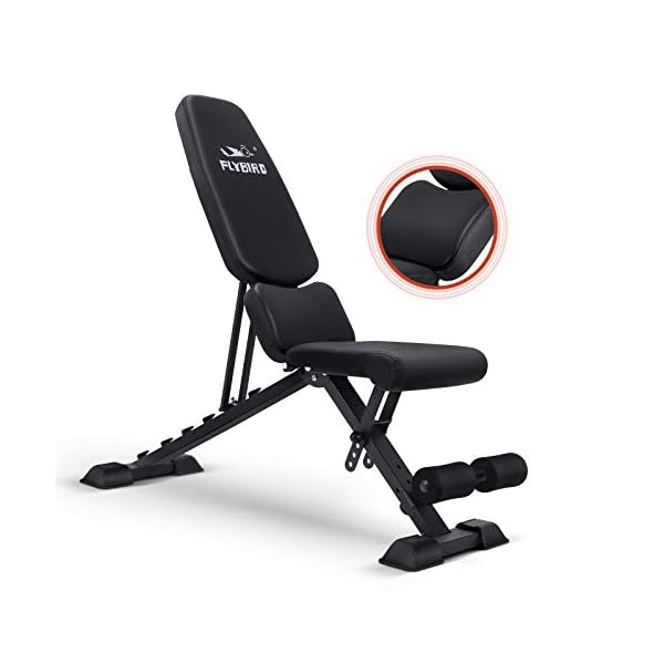 FLYBIRD Workout Bench, Adjustable Weight Bench Folding Weight Bench