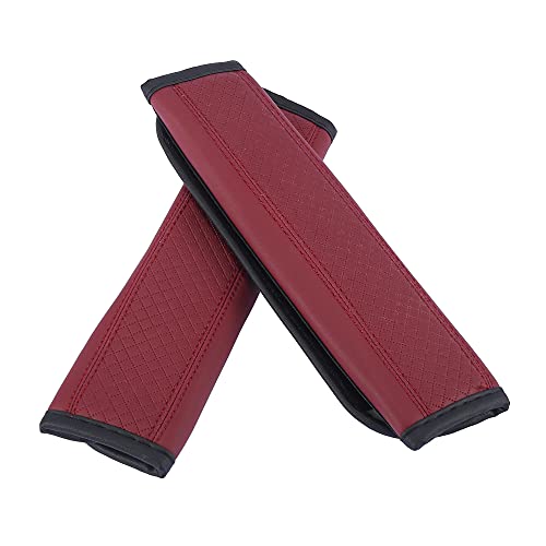 X Autohaux 4Pcs Universal Seat Belt Shoulder Pad Soft Microfiber Leather Car Safety Strap Covers Neck Mat For Comfortable Driving Wine Red #TOP4