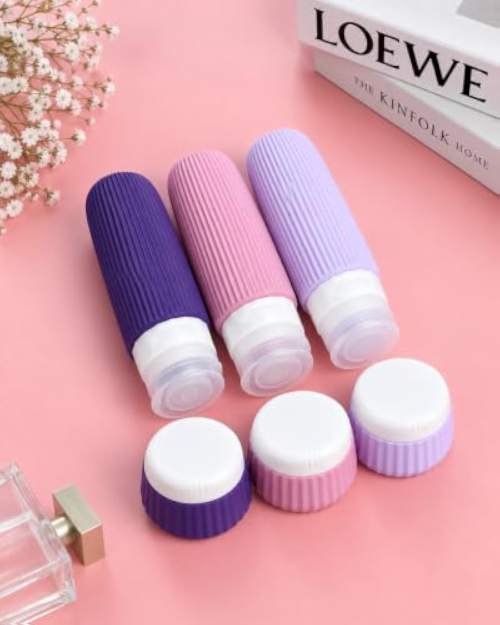 Refillable Travel Toiletry Bottle & Jar Set, Portable Silicone Containers