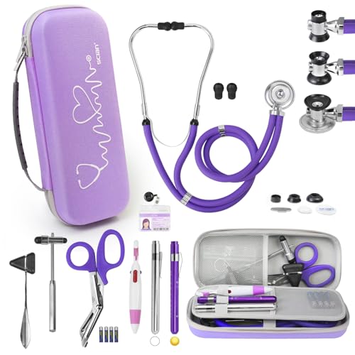 Scian 13 Pcs Stethoscope Case Kits, Supplies Inclued, Perfect Nurse Gift Stethoscope Holder for Nurse Medical Student, Purple Portable First Aid Kit Bag with Medical Scissor,Nurse Accessories for Work