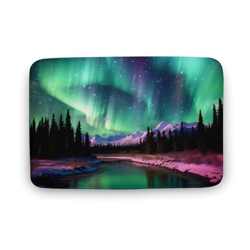 Aurora Scenery Coral Velvet Rugs Non-Slip Bathroom Rugs Soft Kitchen Rug Floor Carpet for Home Decor 19.7