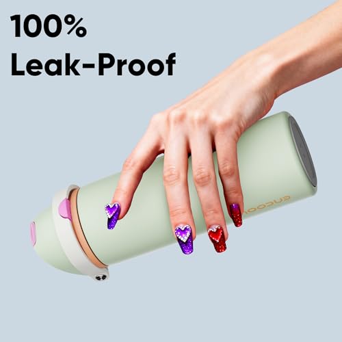 Image of Insulated Water Bottle with Straw - Encool Stainless Steel Water Bottle with Push Button Lid, Leak-Proof & BPA-Free, Keeps Cold for 24 Hours for Sports, Travel, Gym (24 oz, Geyser Green)