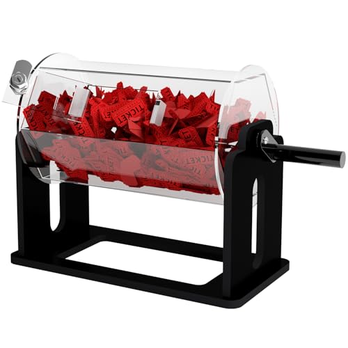 BZnota Raffle Drum, Raffle Ticket Spinner Drum with Silent Design Turning Handle, Durable Ticket Spinner for Raffles Tickets, Large Capacity Raffle Wheel Spinner with Stand for Lottery Games, Bingo