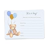 Teddy Bear Fill in the Blank Invitations Baby Shower Watercolor Birthday Party Sprinkle Balloons...