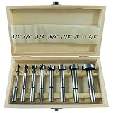 Forstner Bit Set 8 Piece,BASYNOL Wood Drilling Bits with Round Shank