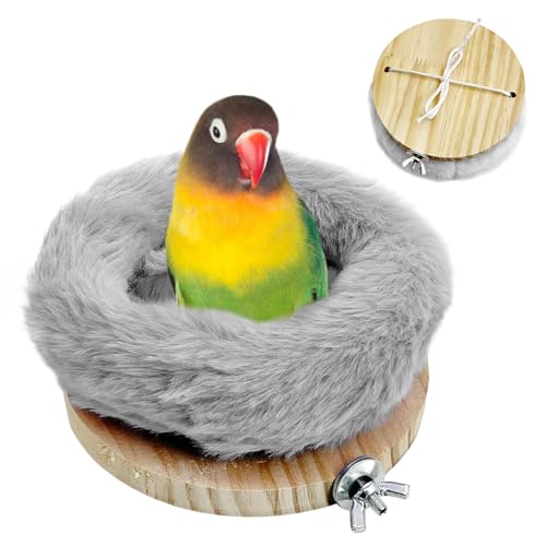 Image of Hamiledyi Bird Soft Nest for Cage Plush Parrot Hammock Breeding Bird House Bird Bed for Parakeet Lovebird Cockatoos Conure Canary Finch Quaker(Grey)
