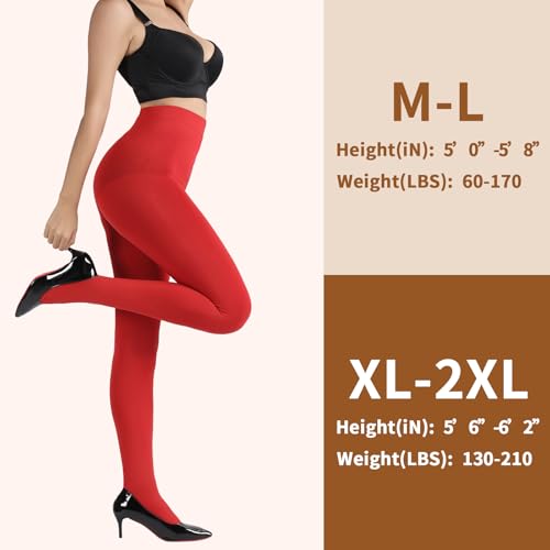 Image of DancMolly Opaque Fleece Lined Tights for Women, High Waist Warm Winter Thermal Control Top Pantyhose