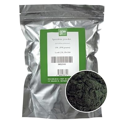 Spirulina Powder, by Herb Co, Platensis, Blue Green Algae, from China, Kosher, Add to Fruit or Vegetable Smoothies & Soups, 1 lb