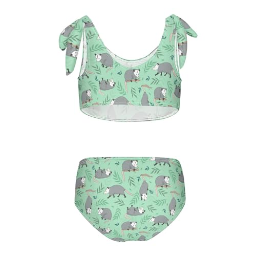 Wusikd Cute Opossums Girls Swimsuits Two Piece Leaves Swimwear Bikini Set for for Girls Size 9-102