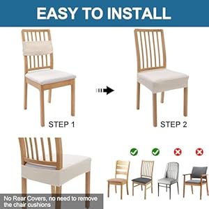 Smiry Waterproof Seat Covers for Dining Room Chairs Set of 4, Stretch Jacquard Removable Washable Chair Seat Slipcovers Protector, No Rear Covers, Beige Smiry Waterproof Seat Covers for Dining Room Chairs Set of 4 Stretch Jacquard Removable Washable Chair Seat Slipcovers Protector No Rear Covers Beige