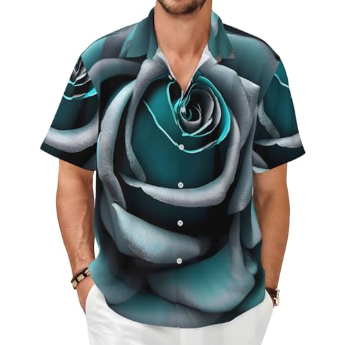 Chemise à manches courtes homme à motif bleu sarcelle pour look de vacances