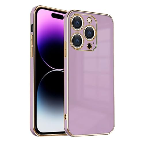 ＺＮＸ＼ＺＥＮＩＸ iPhone14 Pro ケース iPhone14pro ケース TPU おしゃれ バンパー型 ケース ストラップホール かわいい くすみカラー ゴールド 大人 ZX-milky2 (iPhone14 Pro (6.1), パープル)