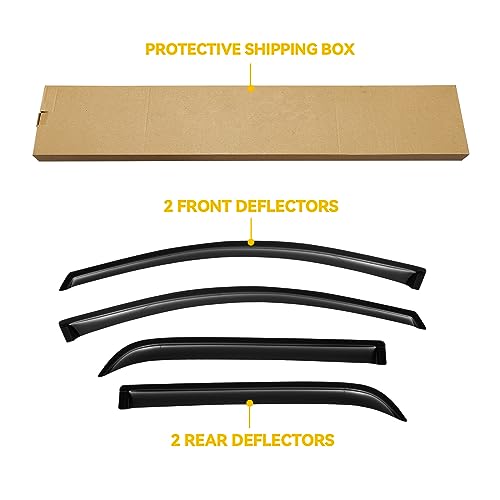 Image of Rain Guards Window Visor for 2007-2016 GMC Acadia & Saturn Outlook 07-10 | Out-Channel Shields Vent Deflector Shade Wind Dark Smoke, Outside-Mount, 4PCS