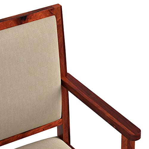 Image of Amazon Brand - Solimo Alore Solid Sheesham Wood Arm Chair with Cushion (Honey Finish)