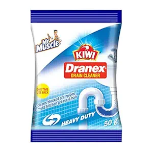Kiwi Mr. Muscle Kiwi Dranex Drain Cleaner Powder, 50g | Removes Clogs, Blockages in Washbasin, Septic Tank, Sinks, Pipes in Just 30 Minutes