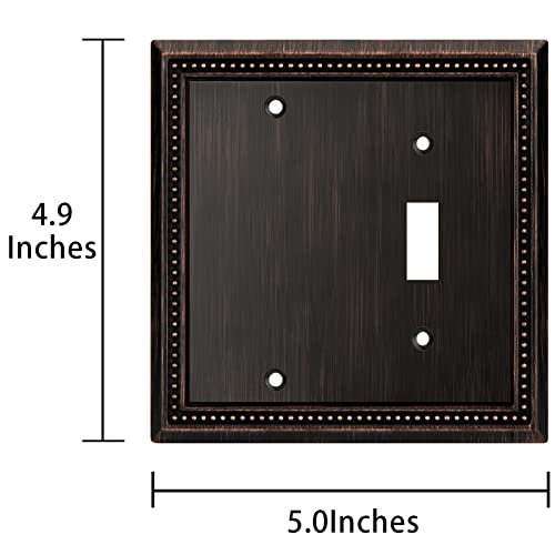 Image of Henne Bery Sunken Pearls Heavy Duty Decorative Wall Plate Switch Plate Outlet Cover (Blank /Toggle, Aged Bronze)