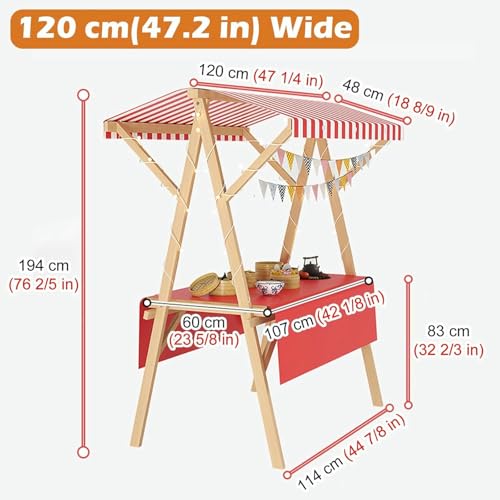 Stand para agricultores mercado plegable de madera con ruedas de transporte 6
