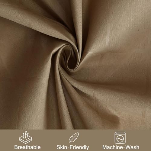 Image of Filymore Double Bed Bedsheet with 2 Pillow Covers, 300 TC Microfiber, Solid Embossed Check Design, Soft & Durable Bedcover 90x95 Inches, Beige, Luxury Bedding for Home & Hotel Use