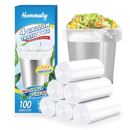 Image of 4 Gallon 100pcs Small Clear Trash Bags Strong Clear Garbage Bags, Bathroom Trash Can Bin Liners, Plastic Bags for Office Home Kitchen, Waste Basket Liner, Fit 12-15 Liter, 3-4 Gal（4G100-Clear）