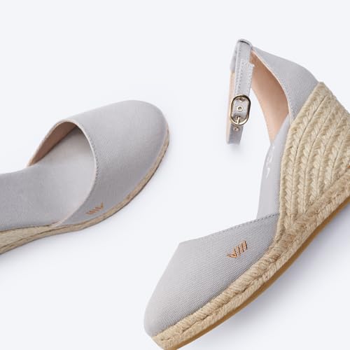Image of Viscata Estartit Espadrille Canvas Wedges Spain Handmade 3 inch Heel Women's Sandals with Breathable Organic Cotton Canvas and 100% Natural Jute Midsole for all Occasions: Casual, Work, Party