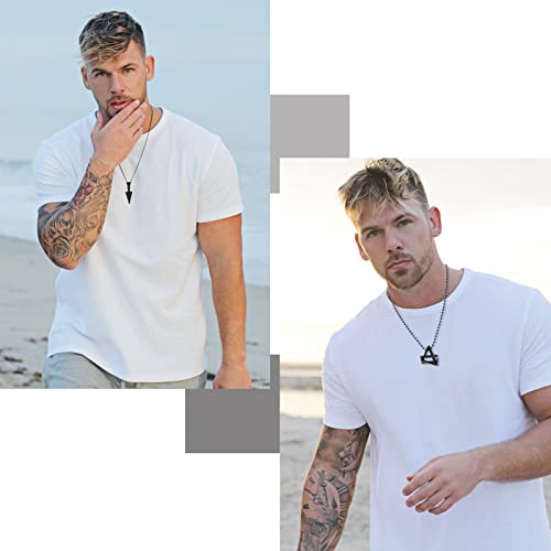 Faxhion 8Pcs Black Pendant Necklace For Men Boy Jewelry, Stainless Steel Chain Cross Necklace, Cool Punk Men's Necklaces Set Jewelry For Gifts, 16-24 Inches Chain #TOP7