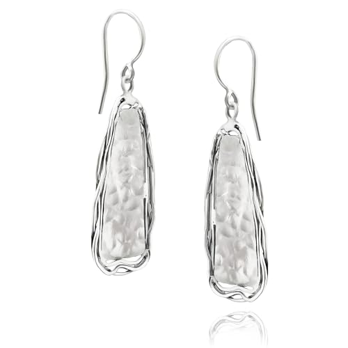 JEAN RACHEL JEWELRY 925 Sterling Silver Dangle Earrings for Women - Hammered Wire Wrap Unique Vintage Design - Hypoallergenic, Lead & Nickel Free Jewelry - Artisan Handcrafted Statement Earrings3