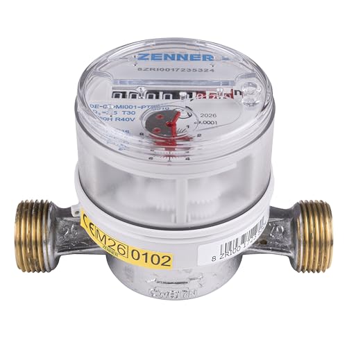 Wasserzähler ETK 110, Q3 2,5, Gartenzähler mit Systemkupplung und Kombiverschraubung Eichung 2026 mit Kennzeichnung \ CE M26 0102\ Seitlich am Zähler.