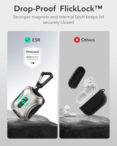 Image of ESR for AirPods Pro 3 Case (2025), Compatible with Airpods Pro 3rd Generation Case (USB-C Cable), Effortless MagSafe, Drop-Proof Lock, Easy Open, Cyber Series, Titanium