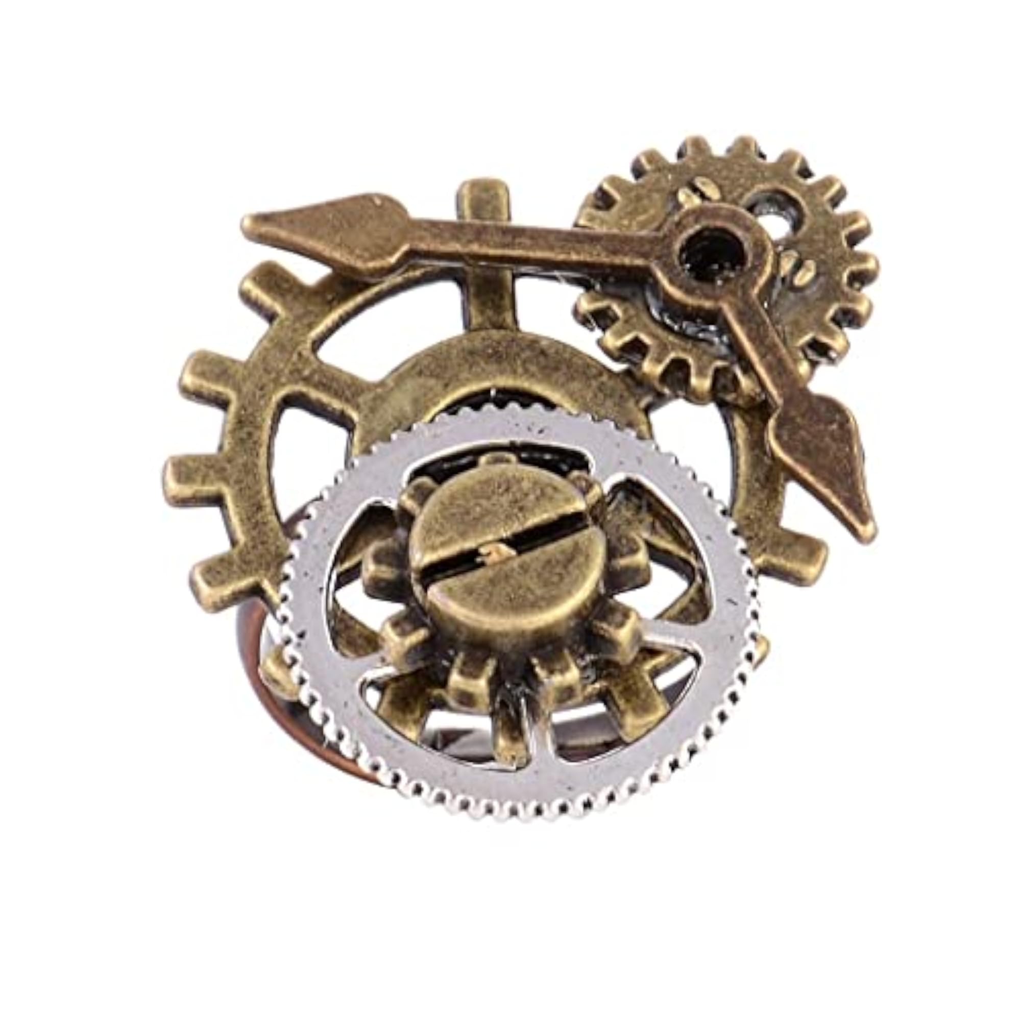 Vintage Steampunk Watch Part Gears Ring, Antique Copper
