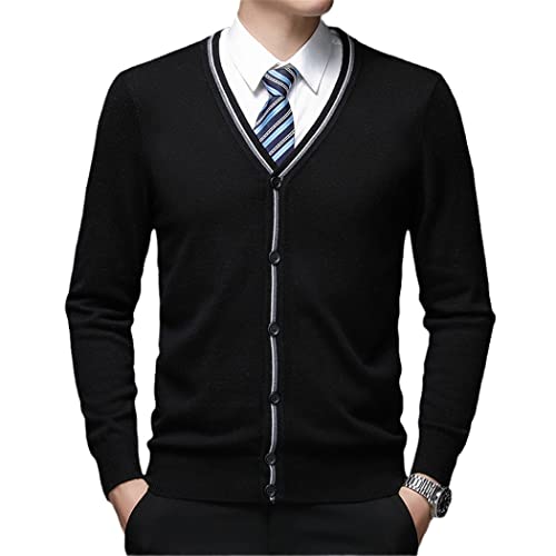 Pull en laine pour homme vêtement noir M à col décontracté