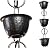 Monarch Rain Chains 18106 Aluminum Hammered Cup, 8-1/2 Feet Length Replacement Downspout for Gutters, Rain Chain 8.5 Ft, Black