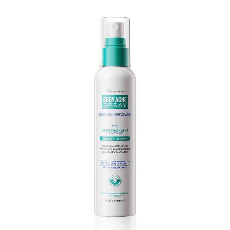 Back Acne Spray 150ml, Salicylic Acid Body Acne Treatment Spray for Back, Chest & Body, Plant-Based Formula, Oil Control & Pore Purifying, Gentle Mist for Acne-Prone Skin, Quick Absorbing