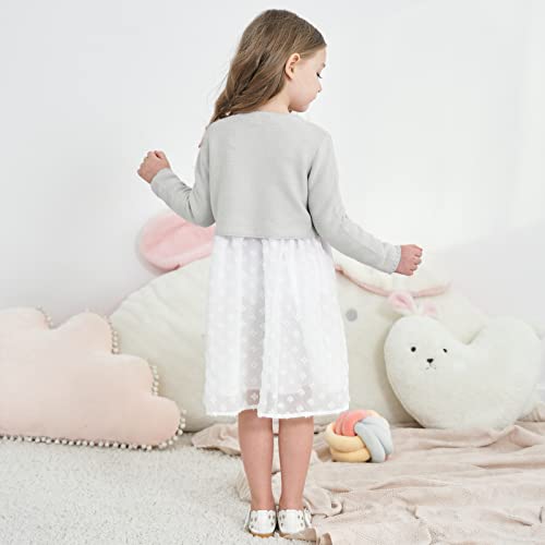 Image of Girls' Long Sleeve Knitted Bolero Cardigan Kids Button Closure Shrug Sweaters Cropped Jacket Cover Up Tops