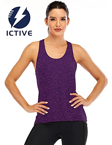ICTIVE Womens Cross Backless Workout Tops for Women Racerback Tank Tops Open Back Running Tank Tops Muscle Tank Yoga Shirts