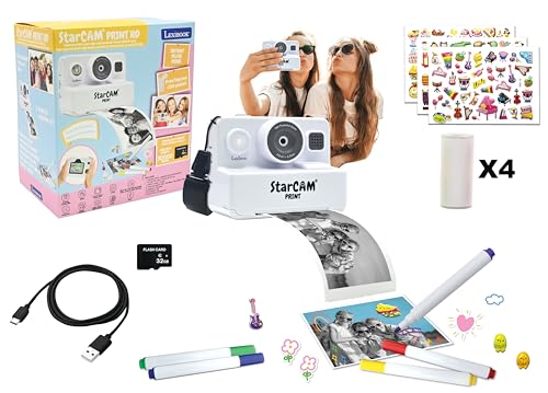 Lexibook, StarCAM Print HD, Fotocamera con stampante istantanea, Funzioni di foto, video, selfie, musica e giochi, Kit di personalizzazione e scheda SD da 32GB inclusi, Bianco, DJ160 Lexibook, StarCAM Print HD, Fotocamera con stampante istantanea, Funzioni di foto, video, selfie, musica e giochi, Kit di personalizzazione e scheda SD da 32GB inclusi, Bianco, DJ160