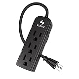 Power Strip 3 Prong Outlet - Slim Black 3 Grounded Outlets Heavy Duty Extension Power Cord Power Str