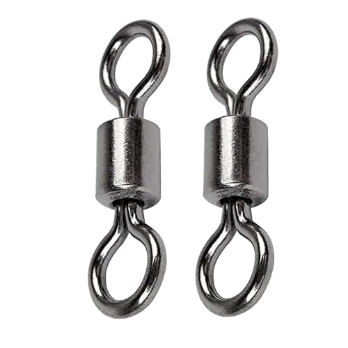 QISHUO Stainless Steel Swivels Fishing Lure Barrel Saltwater Swivel Fishing Strength Quick Change Fishing Swivels Rolling Black Nickel, 50pcs, 96lbs