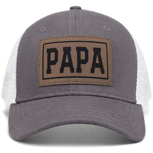 Image of Fathers Day Dad Papa Gifts from Daughter Son Wife, Unique Men's Hat for Dad Grandpa Husband, Leather Pattern Baseball Cap